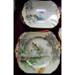 Six Shelley cake plates of varying design