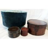 A Studio pottery bowl - sold with two leather stud boxes and a collar box