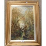 William Widgery: a gilt framed oil on canvas - signed and entitled "On the Lyd" verso - 17 3/4" X 11