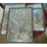 Two pairs of matching framed West Country view watercolours - signed with FB monogrammes