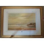 John Shapland: a gilt framed gouache, depicting a view of the full width of the River Exe showing