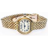 A marked 18k cased Cartier Paris wristwatch on original marked 18k mesh-link bracelet - no box, no