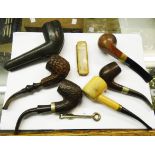 A quantity of various pipes including early 20th Century cased W.H. Newman with 1908 Birmingham