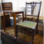 An Edwardian mahogany and strung occasional table - sold with an Edwardian bedroom chair with