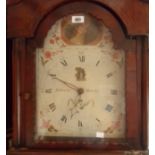 A mid 18th Century walnut cross banded and ebony strung longcase clock, the painted arched dial with