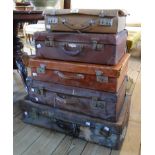 Two vintage leather cases - sold with a pigskin document case and two further cases - various