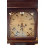 A 19th Century oak longcase clock with replacement finials to top, the 11½" painted square dial