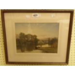 William Williams of Plymouth: a framed watercolour, depicting a river scene with man in a punt and