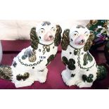 A pair of Staffordshire spaniels - a/f