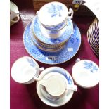 A Spode's Camillia pattern six place tea set including jug, bowl and cake plate