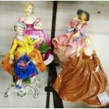 A Coalport figurine "Natalie" - sold with a Royal Doulton figure Top o' the Hill HN 1849 and two