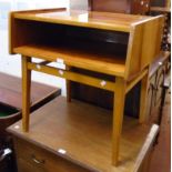 A 3' 11" late 1960's Romanian walnut and maple sideboard with glass sliding doors to one side and