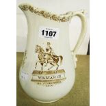 An 8" 19th Century Scottish political commemorative jug depicting William of Orange on horseback