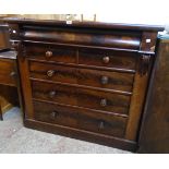 A 4' Victorian mahogany Scottish chest with blind cushion drawer, two short and three long drawers