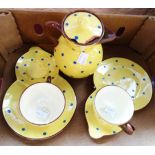 Three pieces of Watcombe pottery Polka Dot pattern - jug a/f