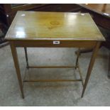 An Edwardian inlaid mahogany occasional table, set on slender square tapered supports - faded