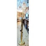 A modern brass five branch standard lamp with flower style glass shades