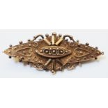 A late Victorian ornate 9ct. rose gold brooch - Birmingham