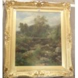 John Syer (Jr): an ornate gilt gesso framed oil on canvas landscape, entitled "Near Bettws-y-Coed,