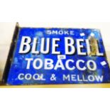 An 18" vintage double sided enamel sign for Blue Bell, Cool & Mellow Tobacco