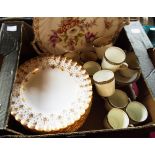 A box containing twelve Spode dessert plates with scalloped edges and gilt decoration - sold with