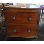 A 13" antique mahogany chest of two long drawers