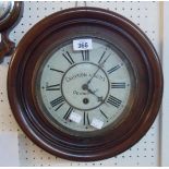 A 13½" diameter late 19th Century mahogany framed dial wall timepiece marked for Croydon & Sons,
