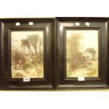 Thomas Dingle Jnr.: a pair of ebonised framed late Victorian watercolours, depicting Newton