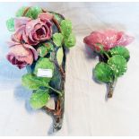 Two pottery wall pockets of floral design - a/f