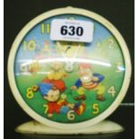 A 1960's Smiths novelty Noddy alarm clock with Noddy's head as the second hand