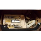 A box containing a large quantity of silver plated and other items including cutlery,