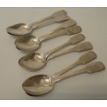 A set of eight silver fiddle pattern teaspoons with engraved armorial crests - Sheffield 1901