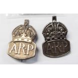 Two pre Second World War silver A.R.P. badges hallmarked for J.C., London 1938