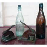 Two Devon interest old beer bottles, Tolchards of Torquay and Ross & Co. of Newton Abbot, and two