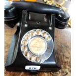 A 1950's GPO 332 series telephone in black colourway