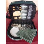 A satchel cased Hi-Gear cheese picnic set - as new