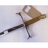 A Masonic dress sword with highly polished blade, brass hilt and wire bound grip - most of etched