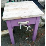 A 24" plank topped garden table with painted legs