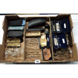 A box containing a large collection of antique and later spectacles and pince nez including a pair