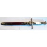 A 19th Century French dirk with mother-of-pearl clad grip in leather clad sheath - seized in sheath