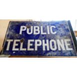 A 1930's double sided enamel Public Telephone sign