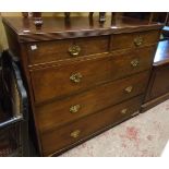 A 3' 6" 19th Century mahogany chest of two short and three long drawers - bracket feet cut down