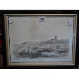 A 19th Century ebonised ribbed framed lithograph of Cromer