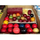 A set of snooker balls - sold with other smaller snooker balls