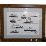 Paul Barclay: a framed monochrome print "Dartmouth Ferries" - signed