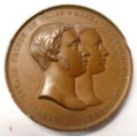 A mid 19th Century bronze medal commemorating the marriage of Albert Edward Prince of Wales and