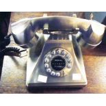 A Bombay Classic Tiffany telephone with brushed metal finish