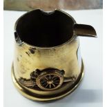 An early 20th Century Trench Art brass shell case ashtray with applied RA badge- a/f