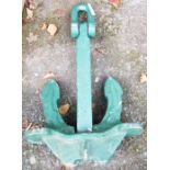 A 25" green painted Naval style anchor
