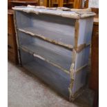 A 3' 5" grey painted and driftwood decorated three shelf open bookcase